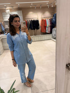 Light Blue Denim Embroidered Co-Ord Set