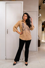 Beige Embroidery Shirt