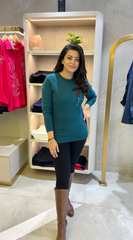 Bottle Green Sweater with Contrast Sequin