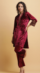 Embroidered Velvet Kurta set